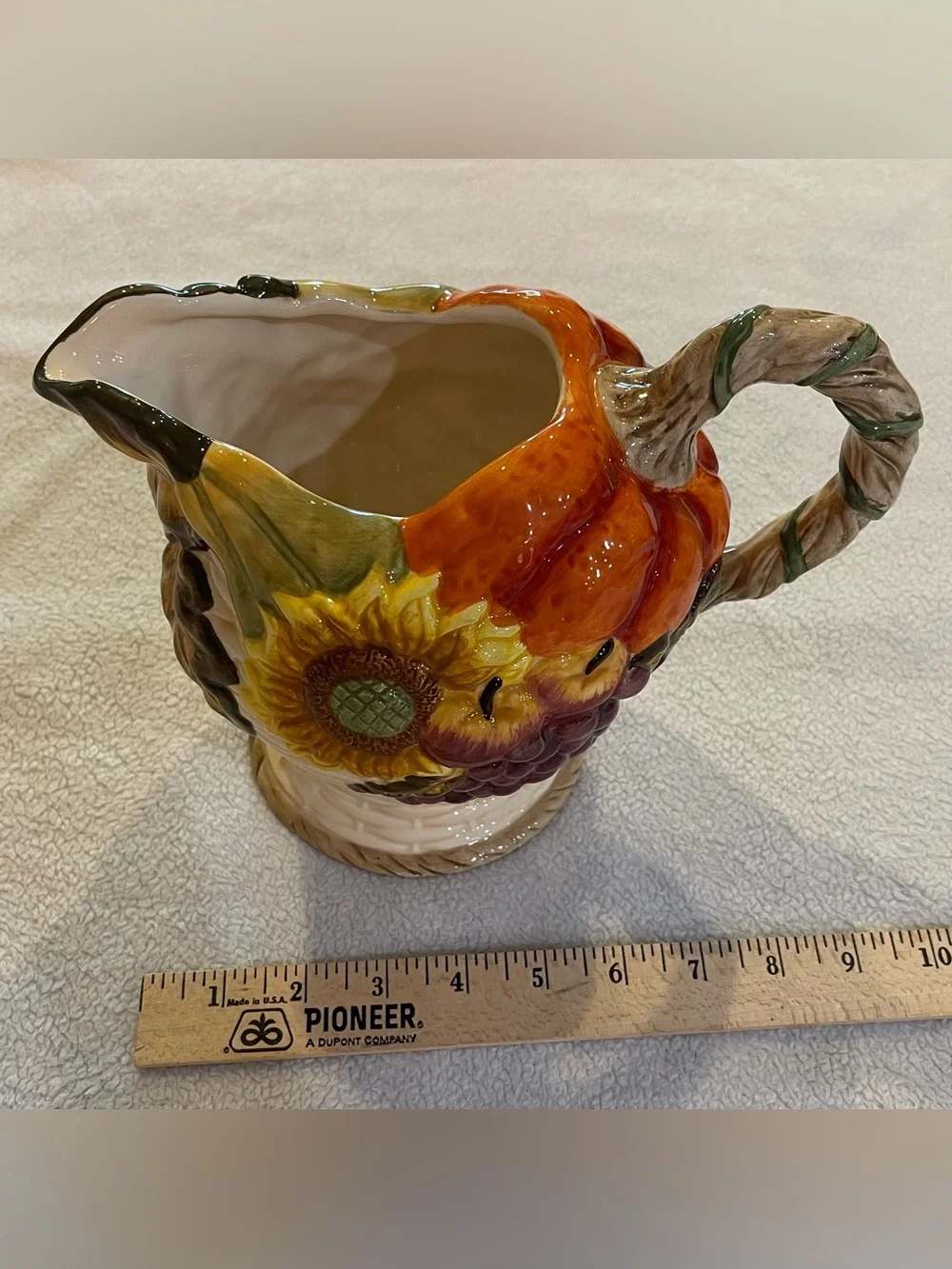 Bella Casa Ganz Harvest Pitcher Pumpkin Sunflower Grapes Fall Decor